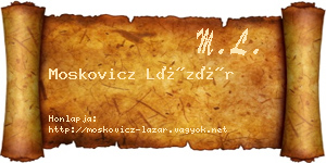 Moskovicz Lázár névjegykártya